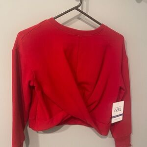 Athleta Girl Bold Red Retroplush Twist-Sweatshirt